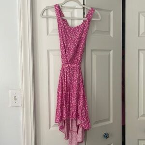Pink and white backless mini dress